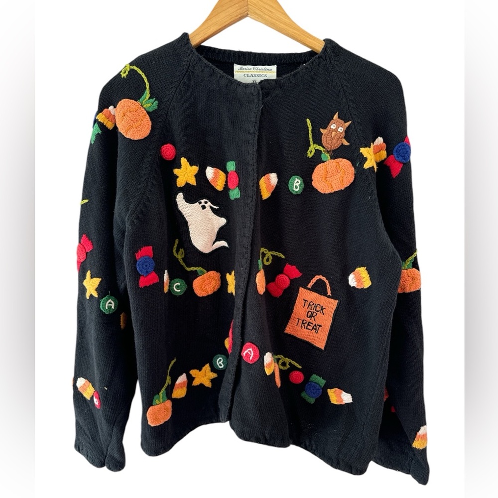 Vintage HALLOWEEN fall sweater cardigan size XL